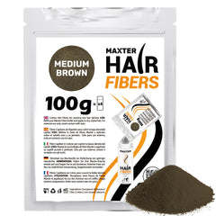Maxter Hair Refill Bag Medium Brown 100g - Hair Fibers for Men and Women - 100% Natural Powder for Building, Thickening and Covering