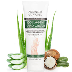 Advanced Clinicals Plant Collagen Hand Cream for Dry, Cracked Hands, 237 ml
