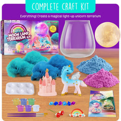 ONE TO FOUR Unicorn Terrarium Gifts for Kids - Light Up Terrarium Crafts Kit with DIY Moon Lamp - Unicorn Toys for Girls - Arts and Crafts Birthday Gift for Girls Ages 4 5 6 7 8-12 Year Old