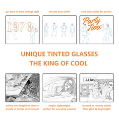 Freckles Mark Vintage Retro 70s Sunglasses for Women Men Classic Large Squared Aviator Frame UV400 Trendy Orange Glasses