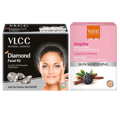 VLCC Diamond Facial Kit (60g) & Snighdha Skin Whitening Day Cream Spf 25 (50g), 2 Pieces