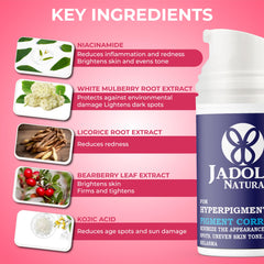Jadole Naturals Hyperpigmentation 50ml | Brightening Pigment Correction Cream for Dark Spots, Uneven Skin Tone, Old Scars & Melasma | Formulated with 10 Advanced Ingredients for Daily Skincare