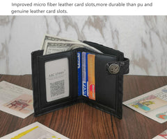 ABC STORY Mens Snap Gothic Cool Sugar Skull Key Chain Biker Wallet Money Clip Card Holder Black