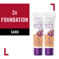Rimmel London Stay Matte Liquid Mousse Foundation - 300 Sand (30ml, 2 Pack)
