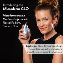 Microderm GLO Diamond Microdermabrasion Machine and Suction Tool - Clinical Micro Dermabrasion Kit for Tone Firm Skin, Advanced Home Facial Treatment System & Exfoliator For Bright Clear Skin
