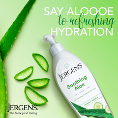 Jergens Soothing Aloe Refreshing Body Lotion, Aloe Vera Body and Hand Moisturizer, Illuminating Hydralucence Blend, with Cucumber Extract, Dermatologist Tested, 600ml