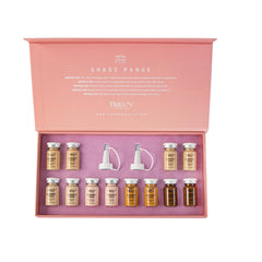 BRÜUN BB Glow Starter Kit of 12 Vials for Spa and School - A Pigment Set for Skin Care to use with Derma Pen and Rollers for Fresh Look and Lasting Results