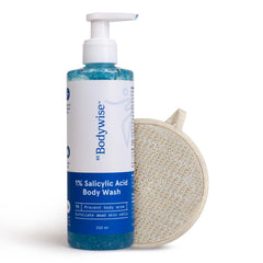 Be Bodywise 1% Salicylic Acid Body Wash With Loofah | Gently Exfoliates to Prevent Body Acne & Cleanse Skin | Paraben and SLS free | 250ml