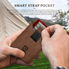 ENIGMA Dapper PU Leather Bifold Front Pocket Slim Wallet for Men, Aluminum Metal Travel Tactical RFID Blocking Card Holder Money Clip, Ideal Men's Gift (Deep Taupe Tree Pattern)