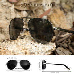 ROCKNIGHT Polarized Aviator Sunglasses for Men Women Metal Flat Top Sunglasses lightweight Driving UV400 Outdoor 58mm