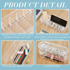 Azonee Cord Organizer Box, Plastic Cable Management Box with Lid, Dividers & Wire Ties, Ideal Electronics Storage for Home Office Desk, Transparent Design for Cables, Earphones, Accessories, 2 Pcs