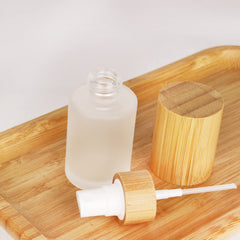 COSIDEA 6 pcs Empty 1oz / 30ml bamboo lid Frosted glass spray bottle with fine mist despenser head for liquid perfume toiletries, toner bottles