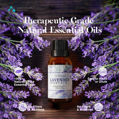 ASAKUKI Lavender Essential Oils 30ml, 100% Natural Therapeutic Grade, Aromatherapy Oil for Better Sleep, Health Care, Relaxation, Ideal for Diffuser & Humidifier