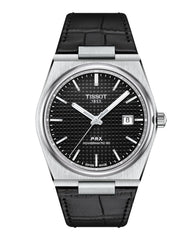 Tissot Mens PRX Powermatic 80 316L Stainless Steel case Automatic Watch, Black, Leather, 12 (T1374071605100)