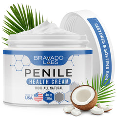 Bravado Labs Premium Penile Health Creme - 100% Natural Cream Lotion for Men's Intimate Health - Redness, Dryness, Anti-Chafing Relief Moisturizer - 4 oz
