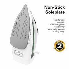 Hamilton Beach Steam Iron 2200W, Vertical steam, 23g/min steam flow, steam shot, water spray, Dry & 3 steam settings, non-stick soleplate, Anti-drip, Anti-calc, Self clean, ST2747-ME
