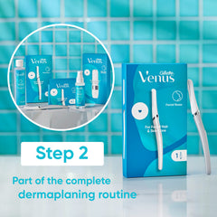 Gillette Venus Facial Razor, Exfoliating Dermaplaning Tool for Face with 2 Blade Refills