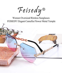 Rimless Sunglasses for Women Metal Square Frame Classic Diamond Grandient lens Eyewear UV Protection Fashion Shades for Women B2567