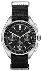 Bulova Men's Archive Series Lunar Pilot 6-Hand Chronograph High Performance Quartz Stainless Steel, Black NATO Strap and Sapphire Crystal Style: 96A225 - Black