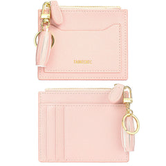 Minimalist Small Leather Card Holder Pocket Wallet Womens Coin Purse Handbag (Z-Pink)
