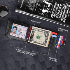Excefore Slim Wallets for Men RFID Blocking Bifold Front Pocket Credit Card Holder for Men Minimalist Wallet with Gift Box (Black)