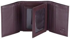 Stealth Mode Leather Trifold RFID Wallet For Men With Flip Out ID Holder - Brown