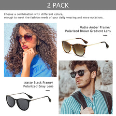 SUNGAIT Vintage Round Sunglasses for Women Men Classic Retro Designer Style