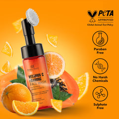 Botanic Hearth Vitamin C Foaming Face Wash with Papaya & Orange | Extracts Built-In Silicone Brush | Cleansing & Glowing Skin | Paraben & Sulphate Free | Face Cleanser for Women & Men | 5.1 fl oz