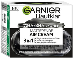 Garnier SkinActive AHA+BHA with Charcoal 3-in-1 Face Cream Mattifying Air Cream for Blemish-Prone Skin, 50 ml
