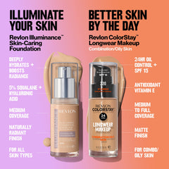Revlon Illuminance Skin-Caring Liquid Foundation, Hyaluronic Acid, Hydrating and Nourishing Formula with Medium Coverage, 301 Cool Beige (Pack of 1)