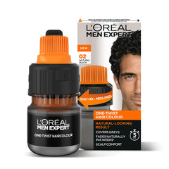 L'Oreal Paris Men Expert One Twist Hair Colour, Natural Black Hair Dye For Men. Mens Hair Dye For Men Dying Hair To Cover Grey Hair, Gives Quick Natural Looking Results - Shade 2 Natural Black