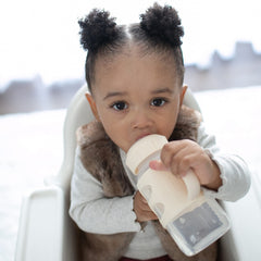 Dr. Brown's Milestones™ Wide-Neck Sippy Bottle with 100% Silicone Handles, Easy-Grip Bottle with Soft Sippy Spout, 9oz/270mL, BPA Free, Black & Ecru, 2 Pack, 6m+