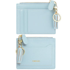 Minimalist Small Leather Card Holder Pocket Wallet Womens Coin Purse Handbag (Z-Blue)
