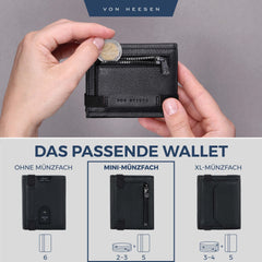 Von Heesen Men's Smart wallet leather purse Trifold card holder slim wallets for Men's and boys Designed in Germany