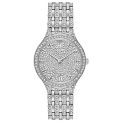 Bulova Ladies Crystal Phantom Watch, Crystal Phantom, Phantom Quartz Silver-Tone Stainless Steel Bracelet - Silver