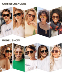 SOJOS Retro Vintage Polarized Sunglasses Double Bridge Brow Bar Square Aviators SJ2174