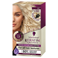 Schwarzkopf Keratin Blonde Platinum 001 Hair Dye, Ultra Lightening Kit, Single Application - Keratin-enriched hair bleach, lightens up to 9 levels and protects hair from breakage**