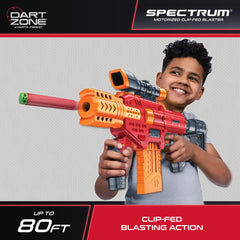 DART ZONE Spectrum Semi-Auto Foam Dart Blaster – NERF Dart Compatible Motorized Foam Dart Gun – Soft Bullet Toy Gun for Kids – 50 Darts & 5x10-Round Cartridges – AKA Adventure Force Gun – 80 ft Range