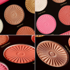 Blush Highlighter Palette, DELANCI 6 Color Blushes Highlighter Bronzer Makeup Palette, Natural Matte Shimmer Face Blush Illuminator Pallet, Cheek Blushing Pressed Powder 27g