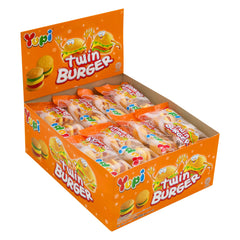 Yupi Twin Burger Shaped Gummy Candies, 15g, 24 Individually Wrapped Packs, Fun & Delicious Chewy Treats, Fruity Flavors for Kids & Adults
