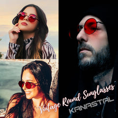 KANASTAL Hippie Round Polarized Sunglasses for Women Men, Small Circle Sun Glasses Classic Vintage Retro Shades Metal Frame UV400 Protection