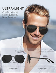 LUENX Aviator Sunglasses for Women Men Polarized Lens with Accessories - UV 400 Protection 60MM