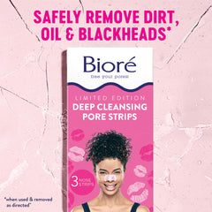 Biore Kiss Designer Pore Strips, Nose Strips for Blackhead Removal, with Instant Pore Unclogging, 3 Count (Pack of 12)