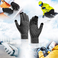 TERRIFI 2 Pairs of Winter Knit Gloves, Warm Full Fingers Men Women with Upgraded Touch Screen - Anti-Slip Glove Fleece Lined for Winter Outdoor sports for Winter Outdoor sports, 21x11CM