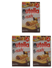 Nutella Ferrero B-ready NEW + a crisp wafer of bread in the form of mini - baguette stuffed with a creamy - 6 pieces ,4.6 oz (Pack of 3)