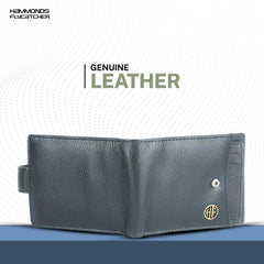 Hammonds Flycatcher RFID Protected Grey NDM Leather Wallet for Men|5 Card Slots| 1 Coin Pocket|2 Hidden Compartment|2 Currency Slots|1 ID Slot|with Easy Access Card Container, Graphite Grey, Modern