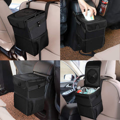 Sulfar Womdee Car Trash Cans With Lid, Multipurpose Garbage Bag And 3 Storage Pockets, Portable Accessories/Toy/Car Organizer, 100% Waterproof Leak-Proof For Truck, Minivan & Vehicle