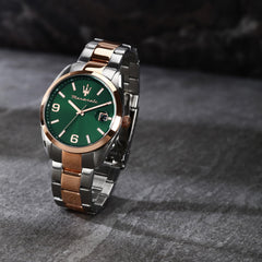 Maserati Limited Edition Men's Watch, Time, Date, Analogue, Steel Strap, ATTRAZIONE Collection - R8853151020 - Green