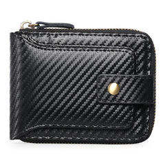 Men Wallet Genuine Leather RFID Blocking Bifold Wallet with ID Window Zip Coin Pocket (Black, One size)