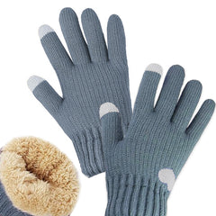 BananaHome Thermal Winter Gloves Fleece Lining Touch Screen Knit Stretchy Warm Gloves Cold Weather Gloves for Running Cycling Riding for Women - Grey Blue